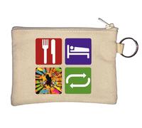 Eat Sleep Rave Repeat Dance Music Key Chain Coin Purse Beige