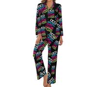 Eat Sleep Rave Repeat Fashion 2 PCS Womens Pajama Sets Long Sleeve Sleepwear Soft Loungewear Style-1