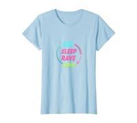 Eat Sleep Rave Repeat Neon Party Lifestyle T-Shirt, Women, Baby Blue, S