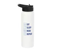 Eat Sleep Read Repeat - Funny Reading Books Bookworm Lover Stainless Steel Insulated Water Bottle