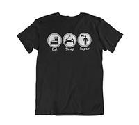 Eat Sleep Repair - Mens Mechanic Car Occupation Novelty Organic Cotton T-Shirt (Small, Black)