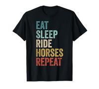 Eat Sleep Ride Horses Repeat Funny Pun Horse Riding T-Shirt
