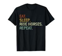 Eat Sleep Ride Horses Repeat Funny Retro Horse For Men Women T-Shirt