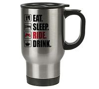 Eat Sleep Ride - Motorbike Thermal Travel Mug - Stainless Steel - Bike, Biking - Reusable Coffee Cup