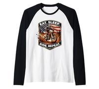 Eat Sleep Ride Repeat Funny Dirt Bike Rider USA Motocross MX Raglan Baseball Tee