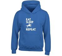 Eat Sleep Ride Repeat Horse Kids Childrens Hooded Top Hoodie Equestrian Horse Riding Rider Hoody Gifts for Boys Girls Blue