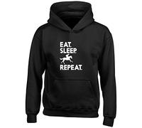 Eat Sleep Ride Repeat Horse Kids Childrens Hooded Top Hoodie Equestrian Horse Riding Rider Hoody Gifts for Boys Girls Black
