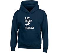 Eat Sleep Ride Repeat Horse Kids Childrens Hooded Top Hoodie Equestrian Horse Riding Rider Hoody Gifts for Boys Girls Navy Blue