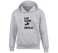 Eat Sleep Ride Repeat Horse Kids Childrens Hooded Top Hoodie Equestrian Horse Riding Rider Hoody Gifts for Boys Girls Grey