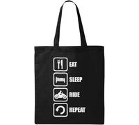 Eat Sleep Ride Repeat Motorcycle Natural Ecological Cotton Tote Bag Black