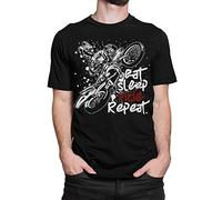 Eat Sleep Ride Repeat T Shirt - MX Rider Motorbike Gift Idea - Motorcycle Dad Birthday Present - Motocross Racing T Shirt, XXL - Mens, Black