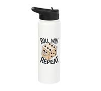 Eat Sleep Roll Win Repeat - Funny Gambling Dice Casino Lover Stainless Steel Insulated Water Bottle