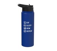 Eat Sleep Row Repeat Rowing Trainer Coach Rower Racing Team Stainless Steel Insulated Water Bottle