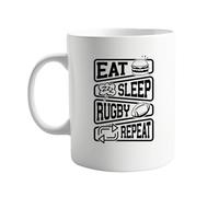 Eat Sleep Rugby Repeat 11oz Ceramic Mug - Gift for Rugby Lovers, Fans, and Enthusiasts - Perfect Addition to Your Morning Routine or Game Day Collection