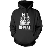 Eat Sleep Rugby Repeat Player Training Unisex Hoodie - Black Large