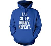 Eat Sleep Rugby Repeat Player Training Unisex Hoodie - Blue X-Large