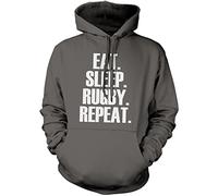 Eat Sleep Rugby Repeat Player Training Unisex Hoodie - Grey Large