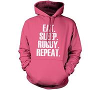 Eat Sleep Rugby Repeat Player Training Unisex Hoodie - Pink Medium