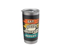 Eat Sleep Rugby Repeat Stainless Steel Insulated Tumbler