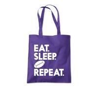 Eat Sleep Rugby Repeat Tote Shopping Bag 10 Litres Capacity 42 x 38cm