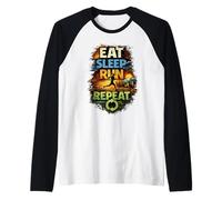 Eat Sleep Run Repeat Funny Running Lifestyle Runners Gift Raglan Baseball Tee