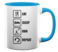 Eat Sleep Run Repeat Olympics Logo Ceramic Tea Coffee Mug Light Blue