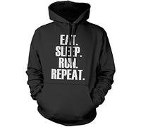 Eat Sleep Run Repeat Running Workout Unisex Hoodie - Black Medium