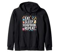 Eat Sleep Scrapbook Repeat Funny Craft Gifts for Girls Women Zip Hoodie
