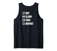 EAT Sleep SEW Repeat Sewing Machine Sew Meme ON Back Tank Top