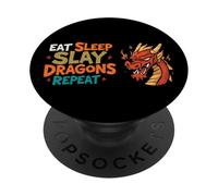 Eat sleep Slay Dragons Repeat. Humour, funny quote PopSockets Adhesive PopGrip