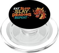 Eat sleep Slay Dragons Repeat. Humour, funny quote PopSockets PopGrip for MagSafe