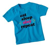 Eat Sleep Slay Repeat Empowerment Slogans Girls T-Shirt Cool Daily Routine Sparkle Tee 9-11 Years Azure Blue