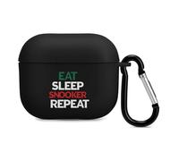 Eat. Sleep. Snooker. Repeat. Case Cover Compatible with AirPods 3 Protective Shell with Keychain