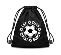 Eat Sleep Soccer Repeat Drawstring Backpack for Soccer Lover Fan Son Birthday Graduation Gift Football Gym String Bag Sports Sackpack for Coach Teacher Thank You Gift