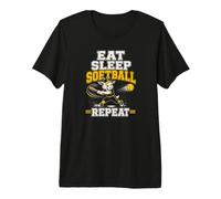 Eat Sleep Softball Repeat Goat Diamond Routine Premium T-Shirt