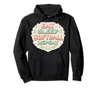 Eat Sleep Softball Repeat Womens Floral Feminine Player Fan Pullover Hoodie