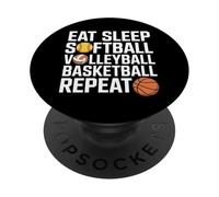 Eat Sleep Softball Volleyball Basketball Squad PopSockets Adhesive PopGrip
