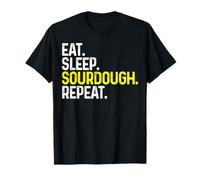 Eat Sleep Sourdough Repeat Funny Sourdough Unisex T-Shirt, Black, S, Short Sleeve, Classic Fit, Fruits Pattern