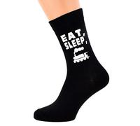 Eat Sleep Spotting Trains with Train Image Design Mens Black Cotton Rich Socks