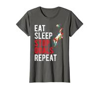 Eat Sleep Stop Goals Repeat Soccer Goalkeeper Shirt T-Shirt, Women, Asphalt Grey, Medium