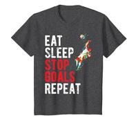 Eat Sleep Stop Goals Repeat Soccer Goalkeeper Shirt T-Shirt, Youth, Dark Heather Grey, 3T