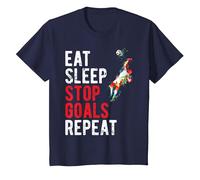 Eat Sleep Stop Goals Repeat Soccer Goalkeeper Shirt T-Shirt, Youth, Navy Blue, 4T