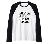Eat Sleep Stream Repeat Gamer Lifestyle Raglan Baseball Tee