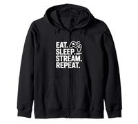 Eat Sleep Stream Repeat Gamer Lifestyle Zip Hoodie