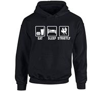 Eat Sleep Strictly, Kids Printed Hoodie - Jet Black/White 12-13 Years