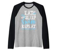 Eat Sleep Swim Repeat - Cute Swimming Design Raglan Baseball Tee