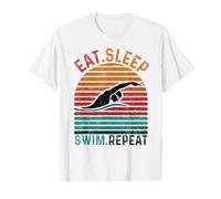 Eat Sleep Swim Repeat Funny Retro Vintage Swimming Swimmer T-Shirt