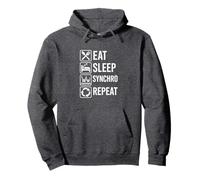 Eat Sleep Synchro Repeat Icons Synchronized Swimming Pullover Hoodie