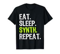 Eat Sleep Synth Repeat Synthesizer Synthwave Funny T-Shirt