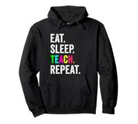 Eat Sleep Teach Repeat Retro Vintage Distressed, Teacher Pullover Hoodie